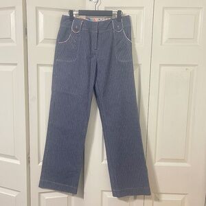 Acorn women's striped wide leg pants jeans size 6 cotton blend.  #431